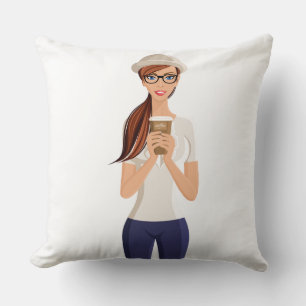 Hipster-Mädchen-Wurfkissen Kissen
