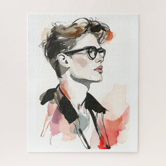 Hipster Man Zeichne Puzzle (Vertikal)