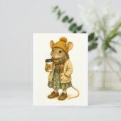 Hipster-Maus-Postkarte Postkarte (Stehend Vorderseite)