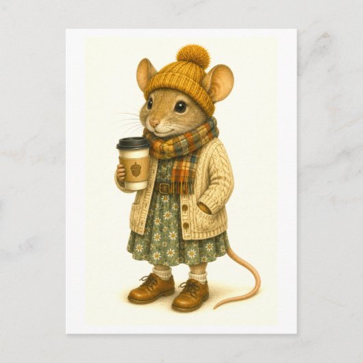 Hipster-Maus-Postkarte Postkarte (Vorderseite)