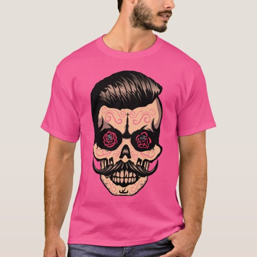 hipster_mexico_kopf_de_mort_crane_moustache_fle T-Shirt (Vorderseite)
