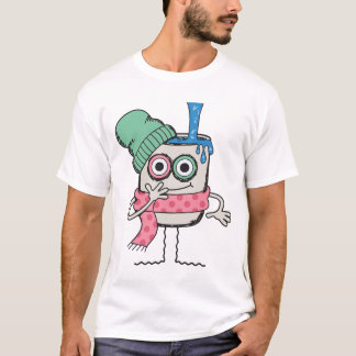Hipster-Milch-Cartoon-Charakter mit Beanie T-Shirt