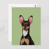 Hipster Miniatur Pinscher Postkarte für Hunde Lieb (Vorne/Hinten)