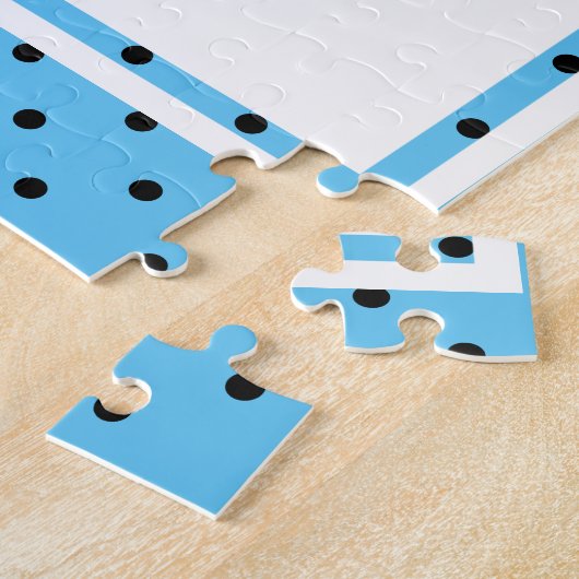 Hipster Mops auf Polka Dots, Personalisiert Kids Puzzle (Seite)