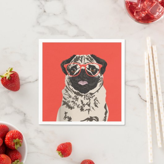 Hipster Mops Birthday Paper Napkin Serviette (Beispiel)