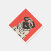 Hipster Mops Birthday Paper Napkin Serviette (Ecke)