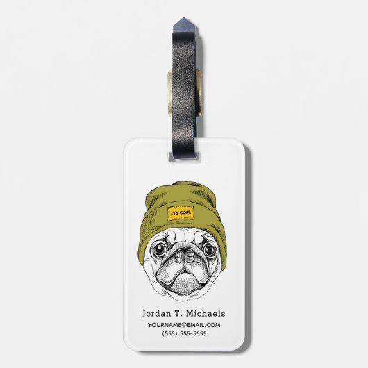 Hipster-Mops |, das er cooles | ist, addieren Gepäckanhänger (Rückseite vertikal)