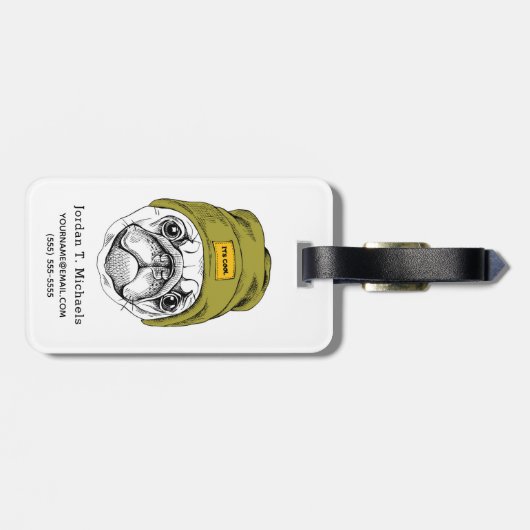 Hipster-Mops |, das er cooles | ist, addieren Gepäckanhänger (Rückseite horizontal)