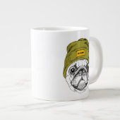 Hipster Mops| Es ist Cool Jumbo-Tasse (Vorderseite Rechts)
