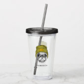 Hipster Mops | Es ist Cool | Name hinzufügen Acryltrinkbecher (Rückseite)