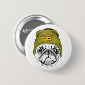 Hipster-Mops | ist es cool Button (Vorne & Hinten)