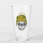 Hipster-Mops | ist es cool Glas (Rückseite)