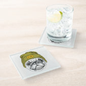 Hipster-Mops | ist es cool Glasuntersetzer (Schrägansicht)