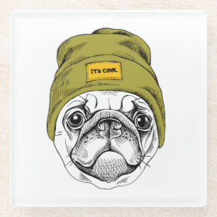 Hipster-Mops   ist es cool Glasuntersetzer