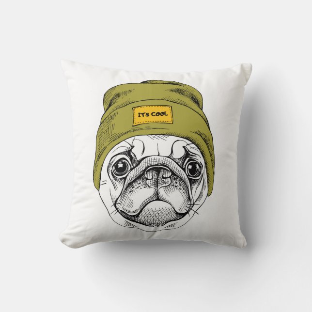 Hipster-Mops | ist es cool Kissen (Vorderseite)