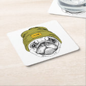 Hipster-Mops | ist es cool Rechteckiger Pappuntersetzer (angewinkelt)