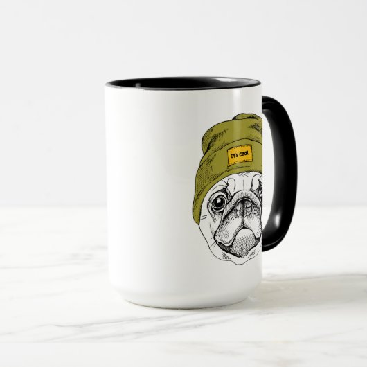 Hipster-Mops | ist es cool Tasse (VorderseiteRechts)