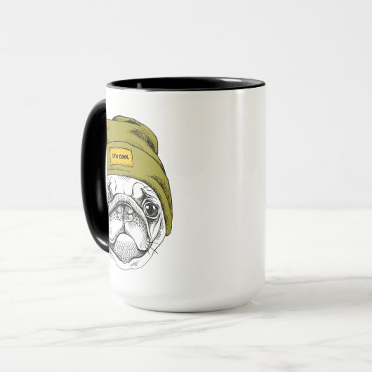 Hipster-Mops | ist es cool Tasse (Vorderseite Links)