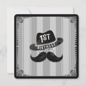 Hipster Mustache Hat Glasses 1. Geburtstag Party Einladung (Rückseite)