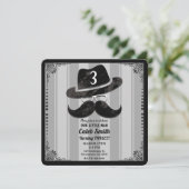 Hipster Mustache Hat Glasses ANY Birthday Party Einladung (Stehend Vorderseite)