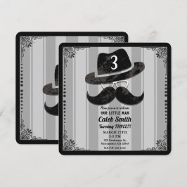 Hipster Mustache Hat Glasses ANY Birthday Party Einladung