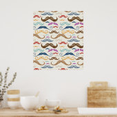 Hipster Mustache Pattern Poster (Küche)