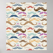 Hipster Mustache Pattern Poster (Vorne)