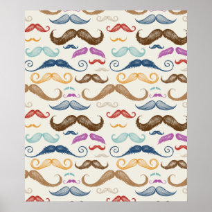 Hipster Mustache Pattern Poster