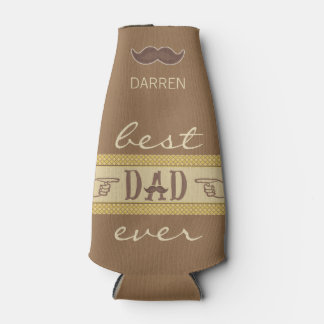 Hipster Mustache Vatertag Bester Vater je Cooler Flaschenkühler