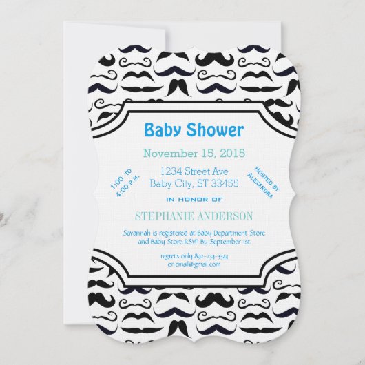 Hipster Mustache Vintag Retro Einladung (Vorderseite)