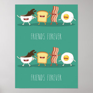 Hipster, Muster, Freunde für immer, Ei, Kaffee, Poster
