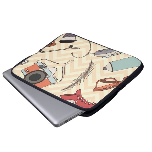 Hipster nahtlos. Muster des Hipsters Laptopschutzhülle (Vorne Knopf)