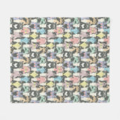 Hipster Niedliche Katzen Muster Fleecedecke (Vorderseite (Horizontal))
