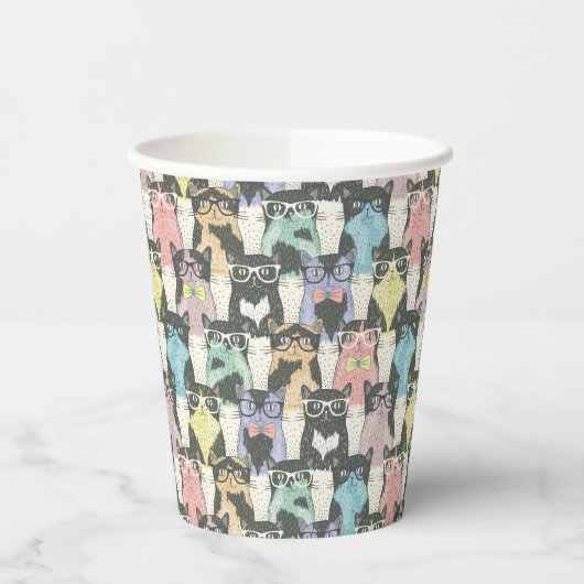 Hipster Niedliche Katzen Muster Pappbecher (Links)