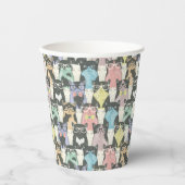 Hipster Niedliche Katzen Muster Pappbecher (Vorderseite)