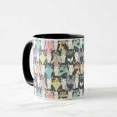 Hipster Niedliche Katzen Muster Tasse (Vorderseite Links)