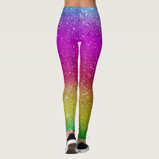 Hipster niedlicher, hellrosa Magenta Glitzer Regen Leggings (Rückseite)