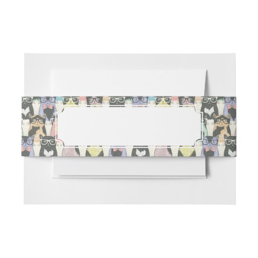 Hipster-niedliches Katzen-Muster Einladungsbanderole (Vorderseite Beispiel)