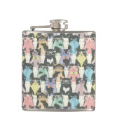 Hipster-niedliches Katzen-Muster Flachmann (Vorderseite)