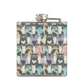 Hipster-niedliches Katzen-Muster Flachmann (Rückseite)