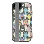 Hipster-niedliches Katzen-Muster Incipio iPhone Geldbeutel-Hülle (Folio Rückseite)