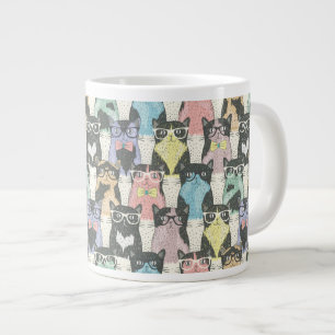 Hipster Niedliches Katzen Muster Jumbo-Tasse
