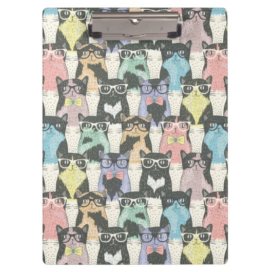 Hipster-niedliches Katzen-Muster Klemmbrett (Vorderseite)