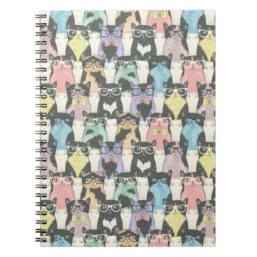 Hipster-niedliches Katzen-Muster Notizblock (Vorderseite)