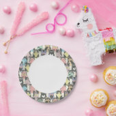 Hipster Niedliches Katzen Muster Pappteller (Party)