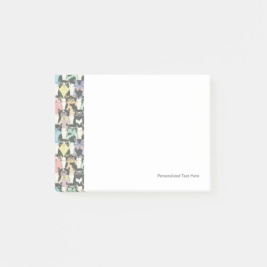 Hipster-niedliches Katzen-Muster Post-it Klebezettel (Vorderseite)