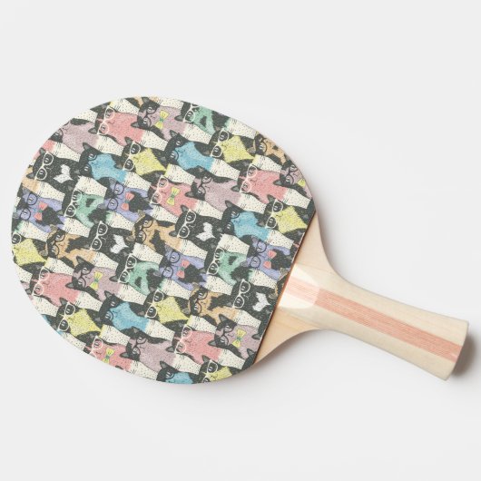 Hipster-niedliches Katzen-Muster Tischtennis Schläger (Seitenansicht)