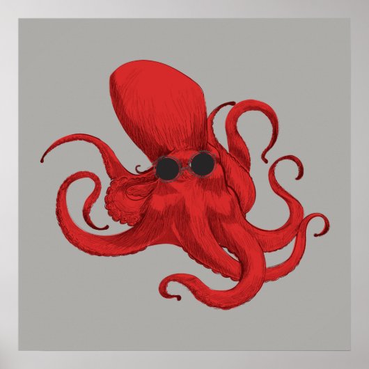 Hipster Octopus Poster (Vorne)
