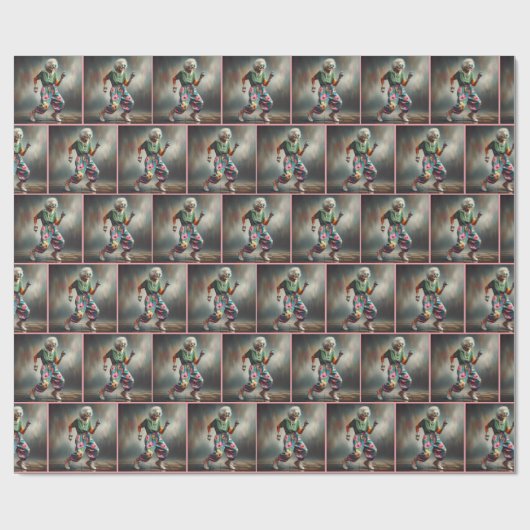 Hipster Oma Dancing Geschenkpapier (Flach)