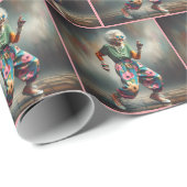 Hipster Oma Dancing Geschenkpapier (Rolleneckpunkt)